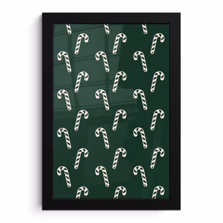 Poster met lijst - Kerst - Groen - Wit - Zuurstok — 1