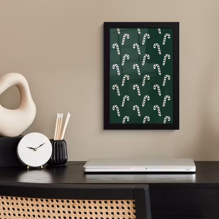Poster met lijst - Kerst - Groen - Wit - Zuurstok — 2