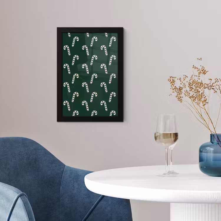 Poster met lijst - Kerst - Groen - Wit - Zuurstok — 4