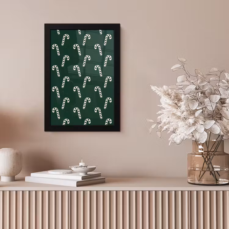 Poster met lijst - Kerst - Groen - Wit - Zuurstok — 5