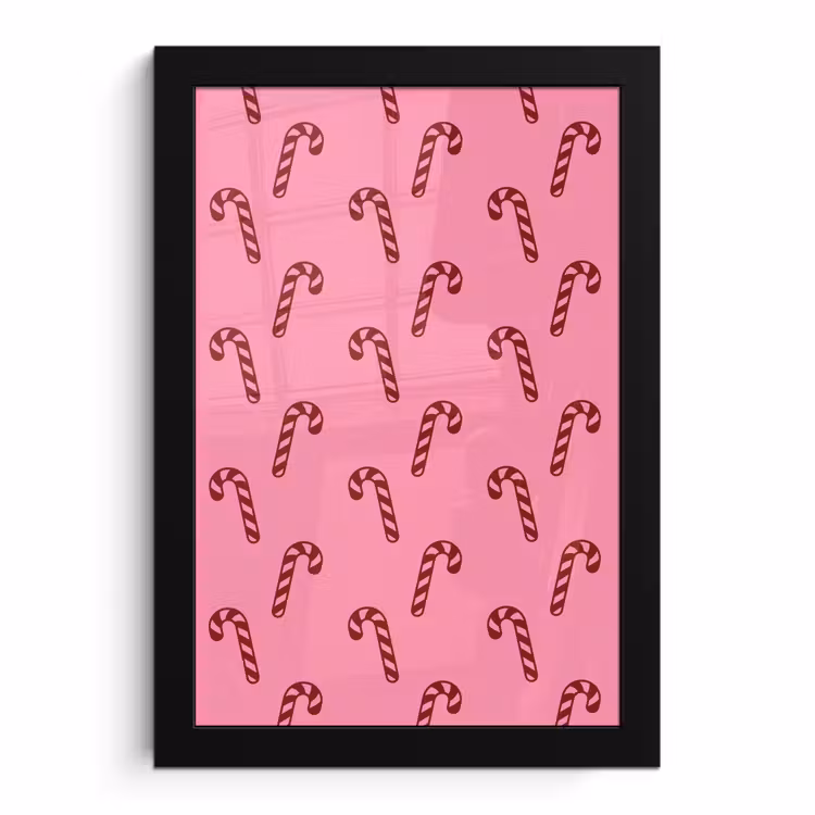 Poster met lijst - Kerst - Roze - Zuurstok - Rood — 1