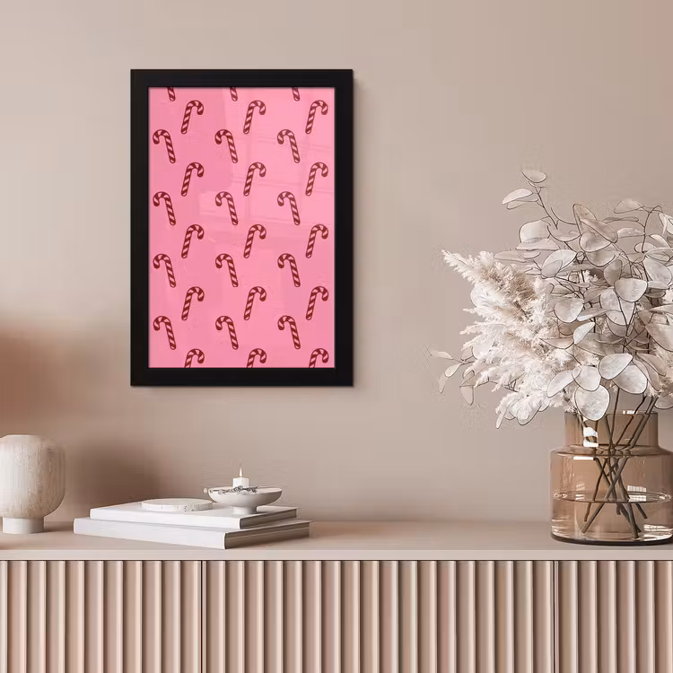 Poster met lijst - Kerst - Roze - Zuurstok - Rood — 5
