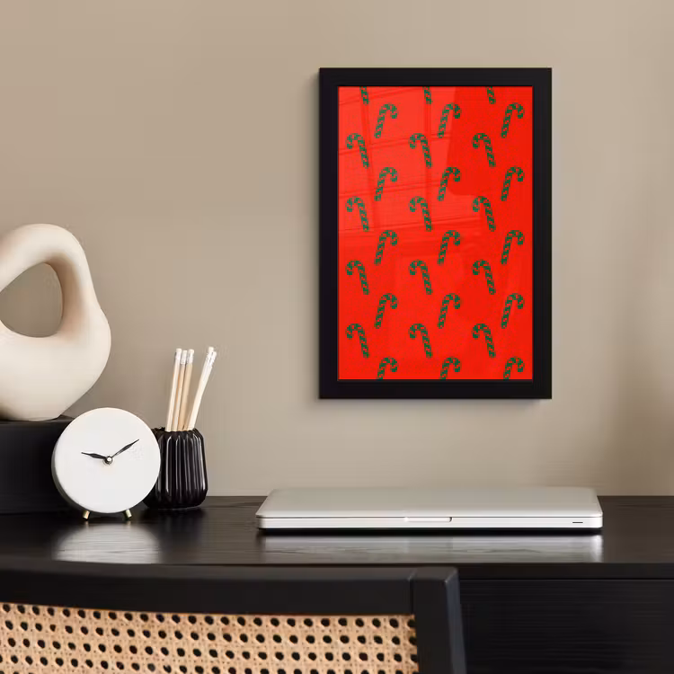 Poster met lijst - Kerst - Rood - Groen - Zuurstok — 2