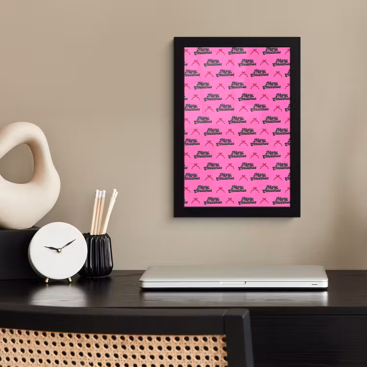 Poster met lijst - Tekst - Neon - Roze - Kerst — 2
