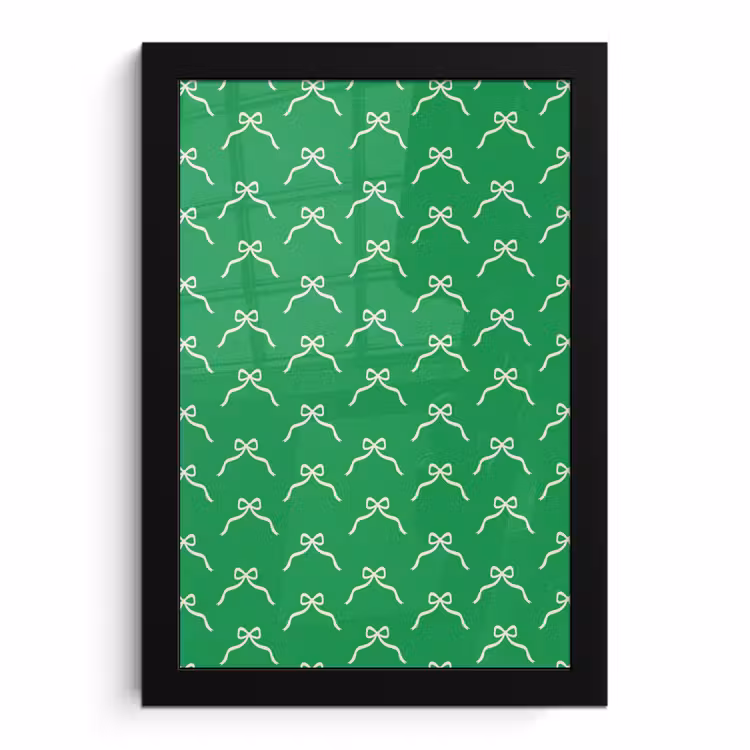 Poster met lijst - Strik - Kerst - Groen - Wit — 1