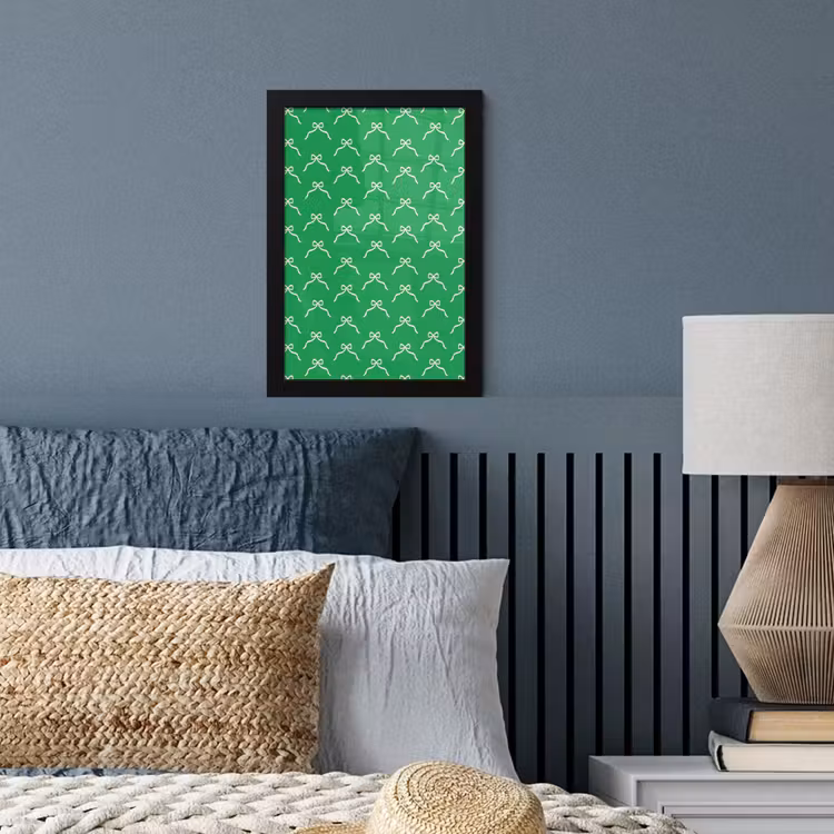 Poster met lijst - Strik - Kerst - Groen - Wit — 3