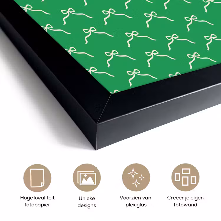 Poster met lijst - Strik - Kerst - Groen - Wit — 6