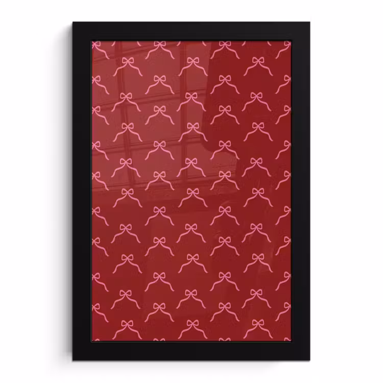 Poster met lijst - Strik - Kerst - Rood - Roze — 1
