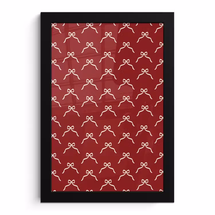 Poster met lijst - Strik - Kerst - Rood - Wit — 1