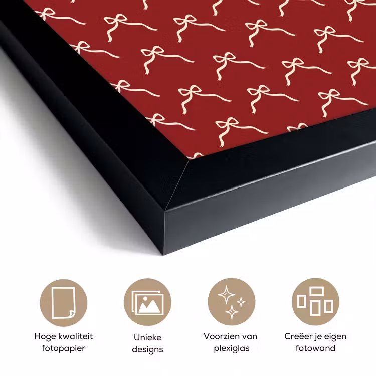 Poster met lijst - Strik - Kerst - Rood - Wit — 6