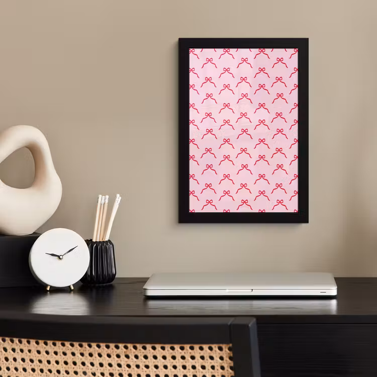 Poster met lijst - Strik - Rood - Kerst - Roze — 2