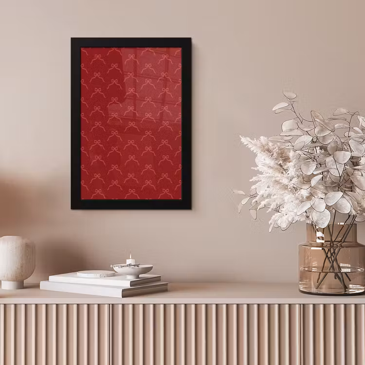 Poster met lijst - Strik - Roze - Rood - Kerst — 5