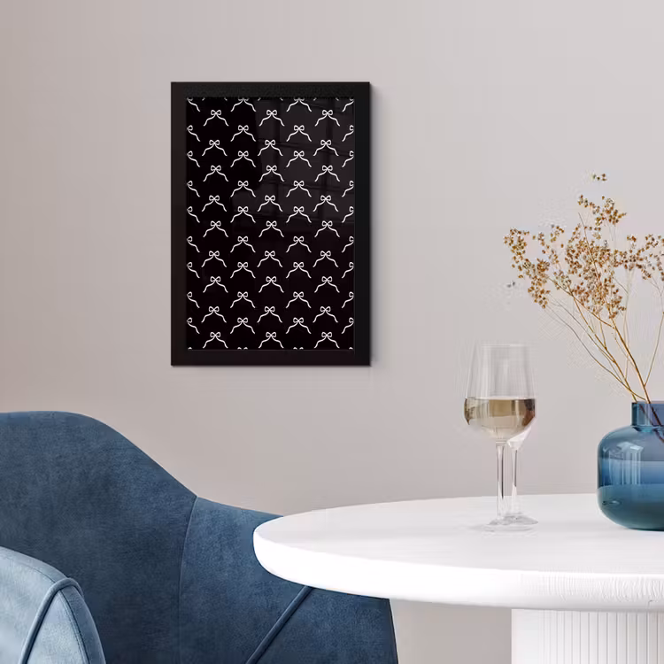 Poster met lijst - Strik - Kerst - Zwart - Wit — 4