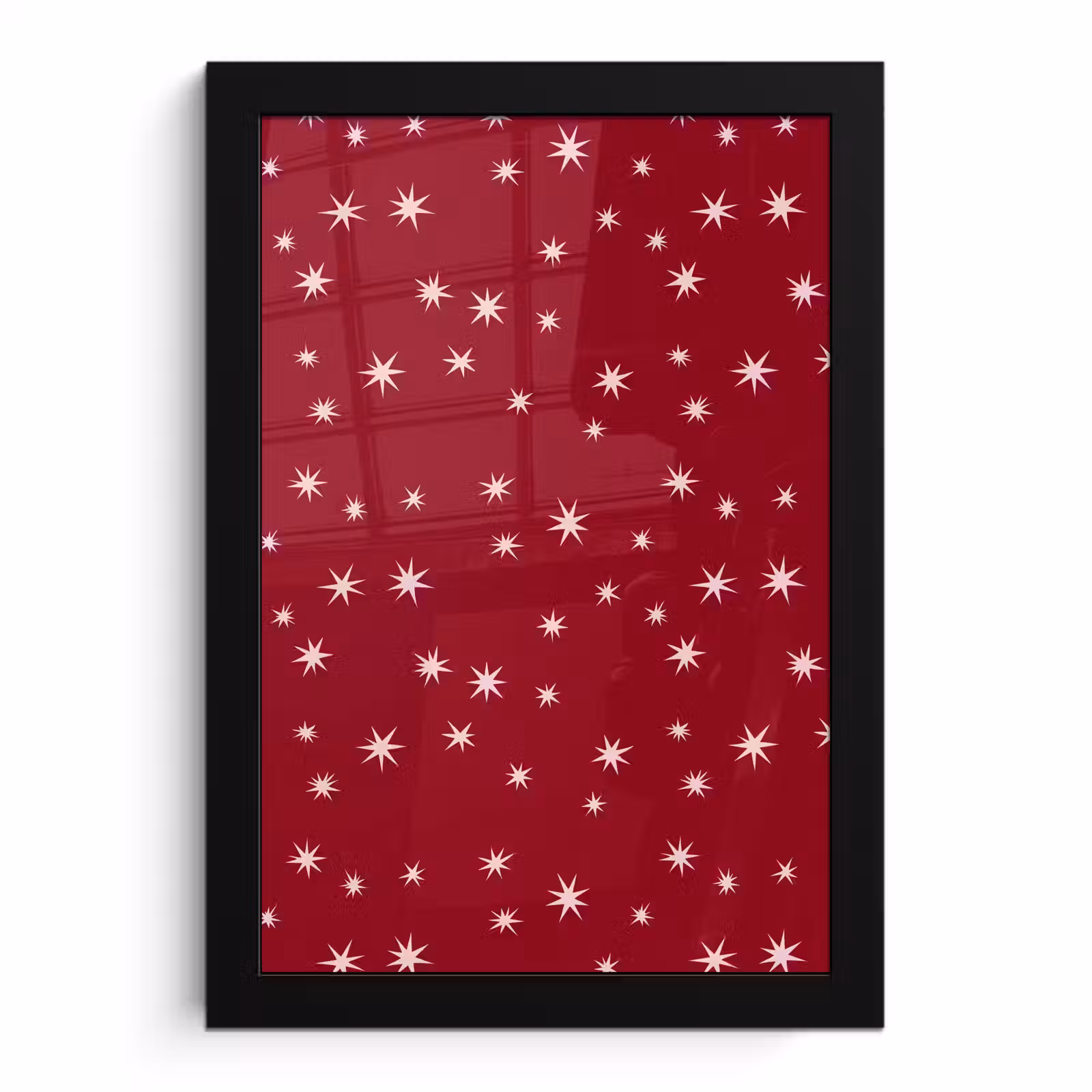 Poster met lijst - Rood - Wit - Kerst - Ster — 1