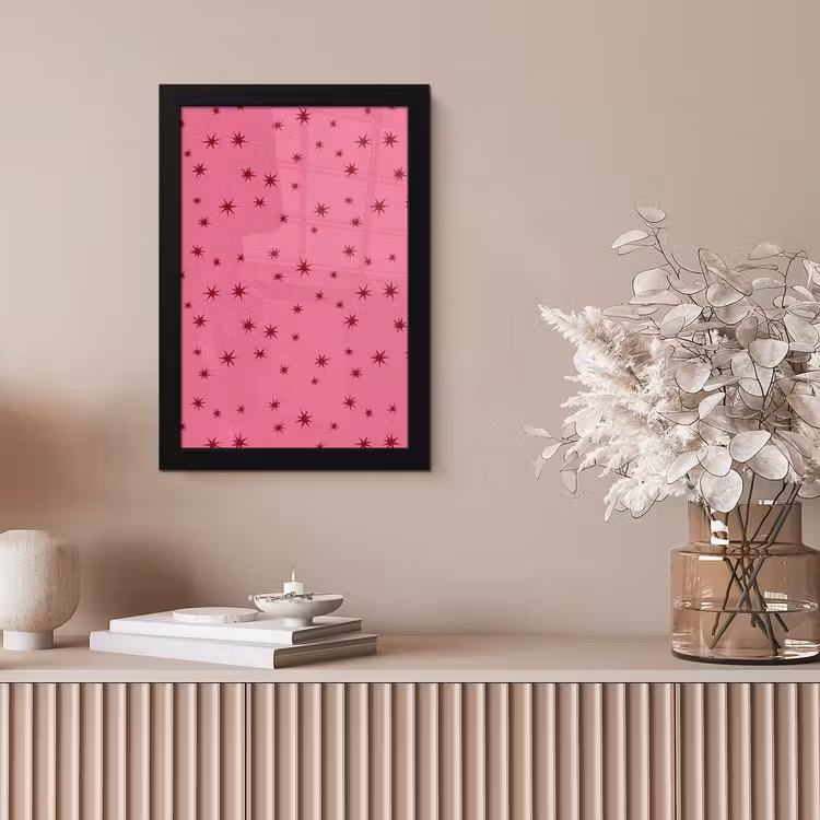 Poster met lijst - Kerst - Ster - Rood - Roze — 5