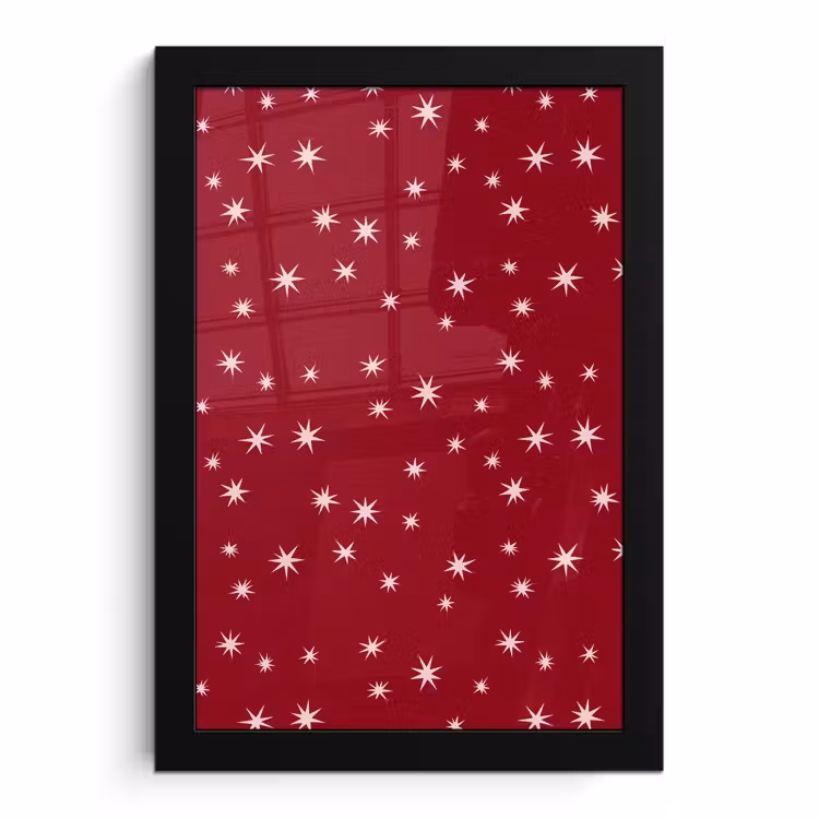 Poster met lijst - Rood - Wit - Kerst - Ster — 1