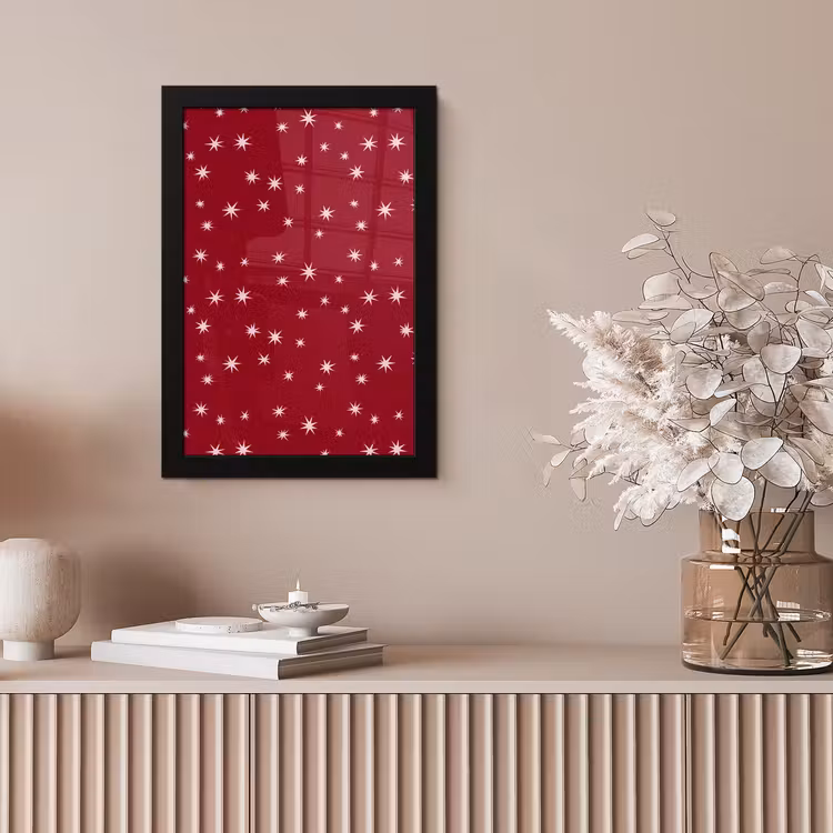 Poster met lijst - Rood - Wit - Kerst - Ster — 5