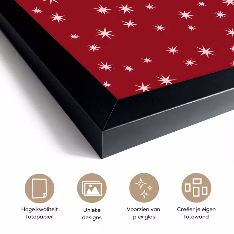 Poster met lijst - Rood - Wit - Kerst - Ster — 6