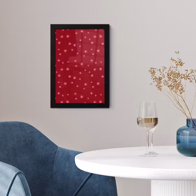 Poster met lijst - Ster - Roze - Kerst - Rood — 4