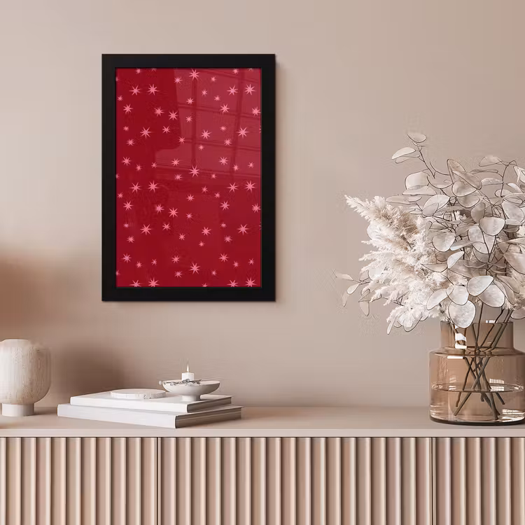 Poster met lijst - Ster - Roze - Kerst - Rood — 5