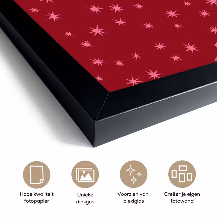 Poster met lijst - Ster - Roze - Kerst - Rood — 6