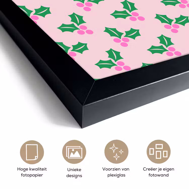 Poster met lijst - Kerst - Hulst - Roze — 6