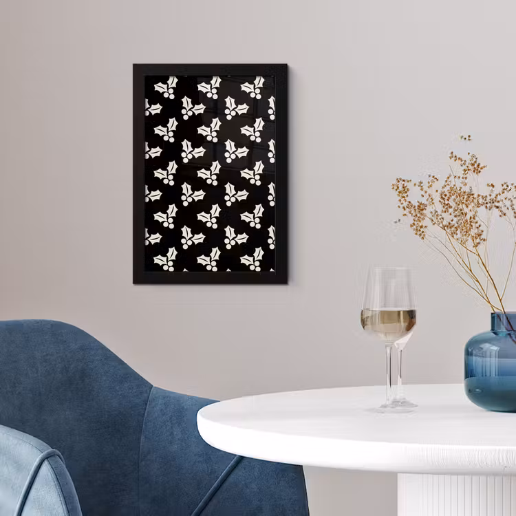 Poster met lijst - Kerst - Zwart - Wit - Hulst — 4