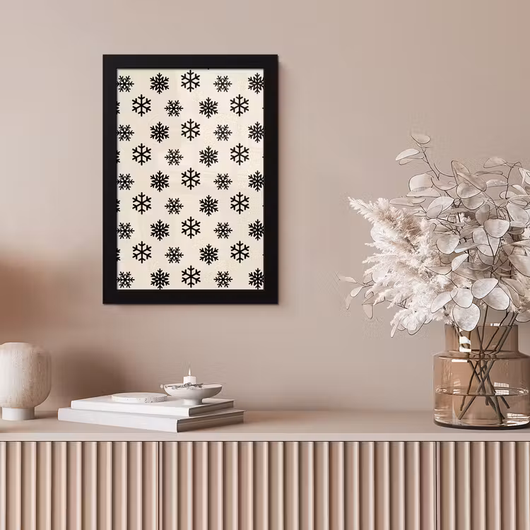 Poster met lijst - Sneeuwvlok - Crème - Wit — 5