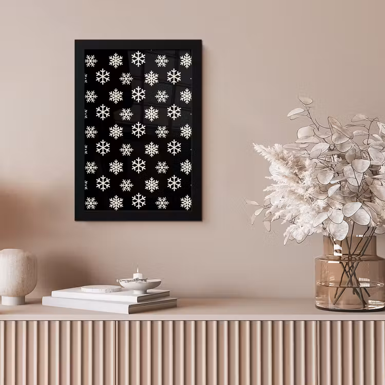 Poster met lijst - Sneeuwvlok - Zwart - Wit - Kerst — 5