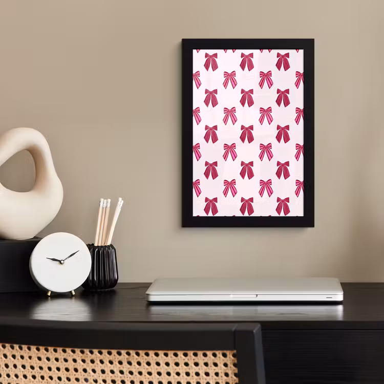 Poster met lijst - Strikken - Kerst - Roze — 2