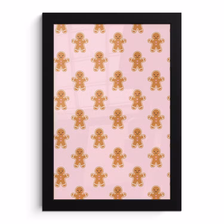 Poster met lijst - Peperkoek - Kerst - Roze — 1