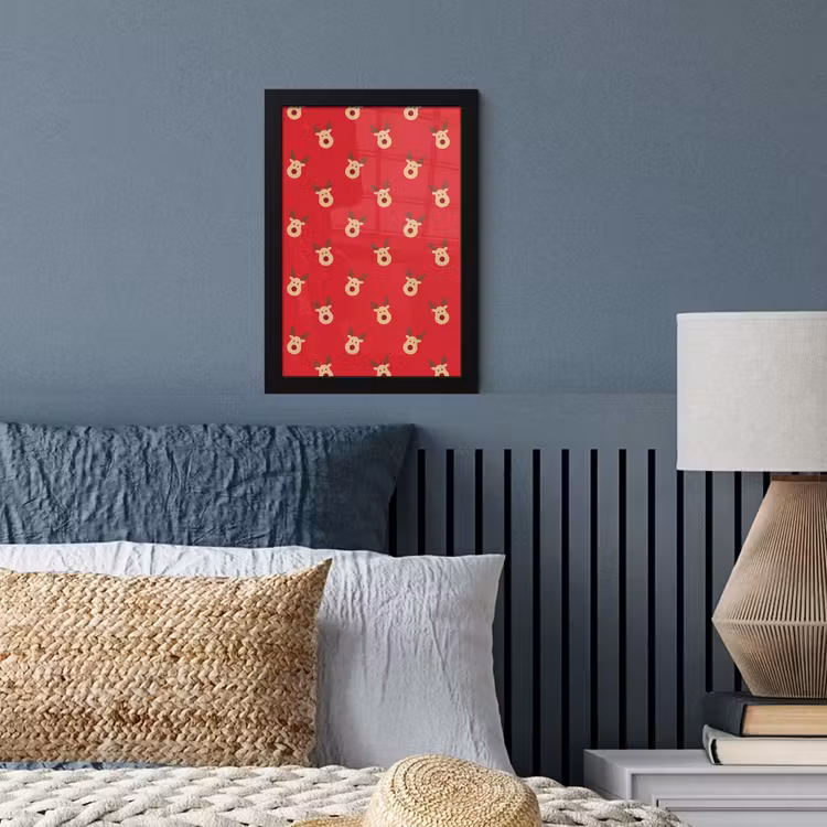 Poster met lijst - Rendieren - Kerst - Rood — 3