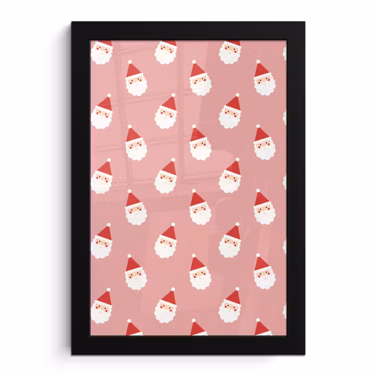 Poster met lijst - Kerst - Kerstman - Roze — 1