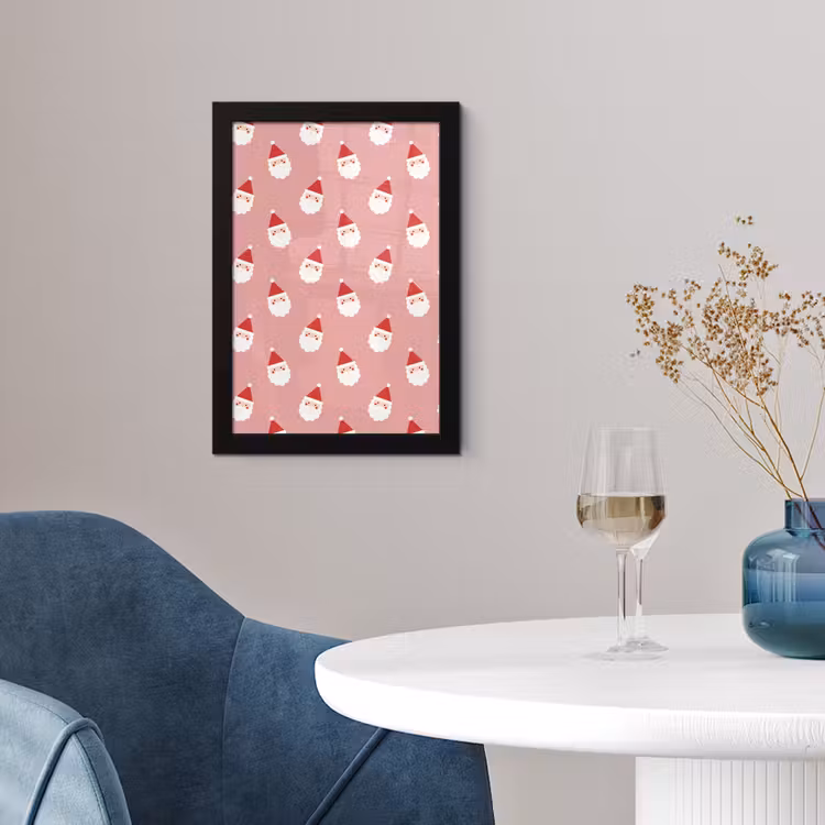 Poster met lijst - Kerst - Kerstman - Roze — 4