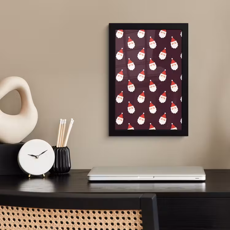 Poster met lijst - Kerstman - Kerst - Donker - Rood — 2