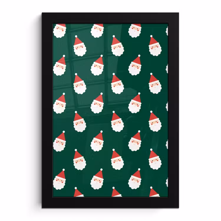 Poster met lijst - Kerstman - Kerst - Groen — 1