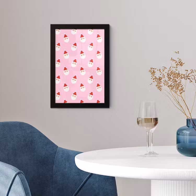 Poster met lijst - Kerstman - Kerst - Roze — 4