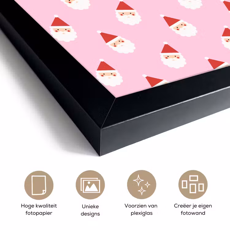 Poster met lijst - Kerstman - Kerst - Roze — 6