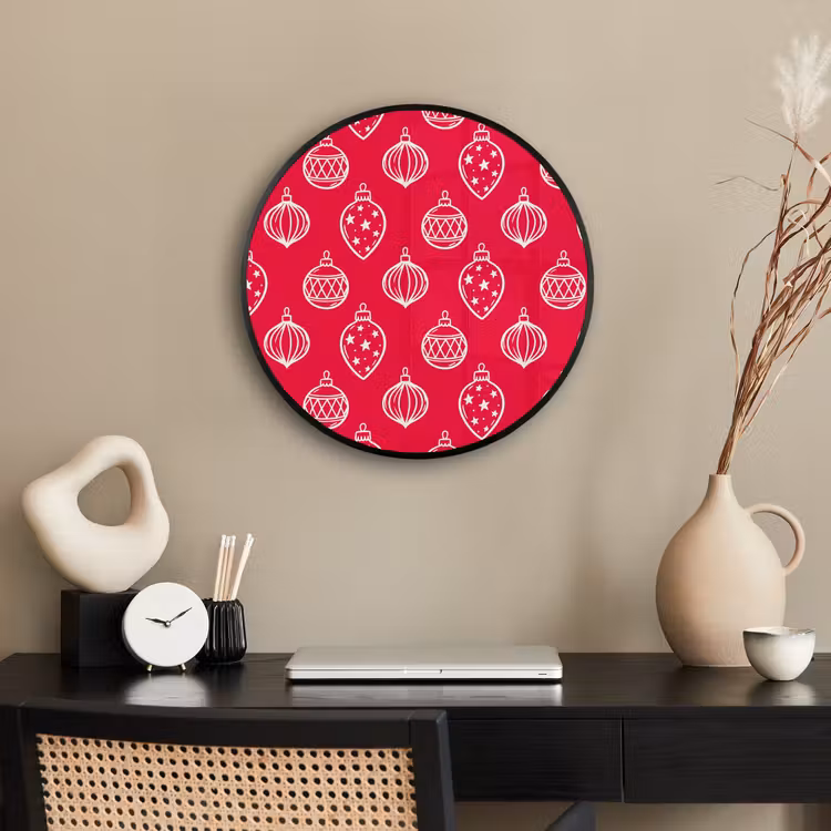 Ronde fotolijst - Kerstbal - Rood - Wit — 3