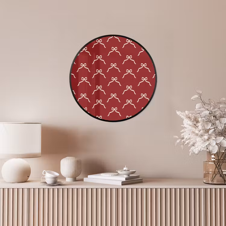 Ronde fotolijst - Strik - Kerst - Rood - Wit — 5