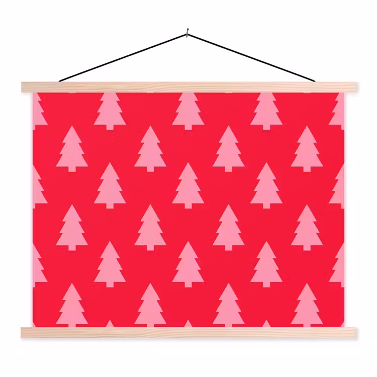 Schoolplaat - Kerstboom - Roze - Rood — 1