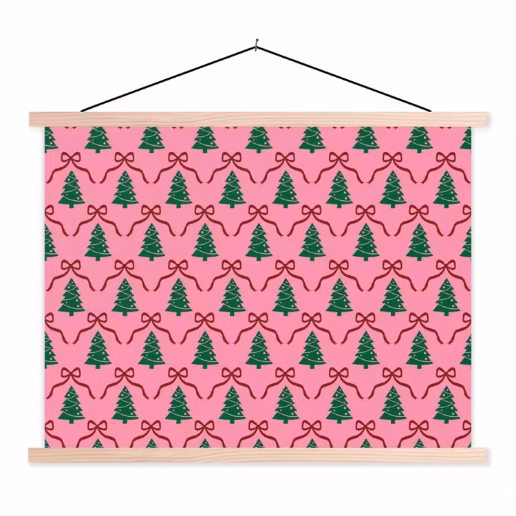 Schoolplaat - Kerst - Roze - Rood - Strik — 1