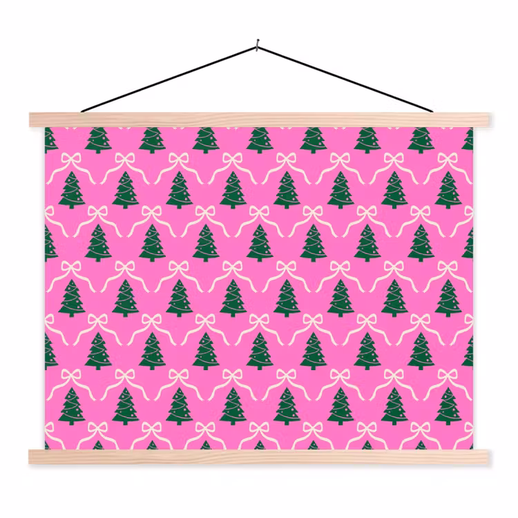 Schoolplaat - Kerst - Roze - Wit - Strik — 1