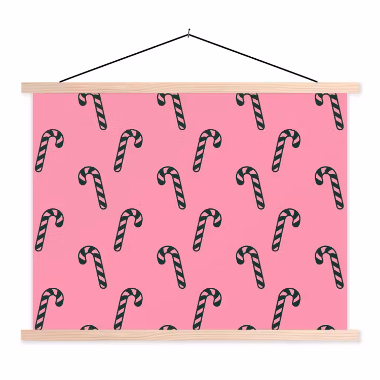 Schoolplaat - Kerst - Roze - Groen - Zuurstok — 1