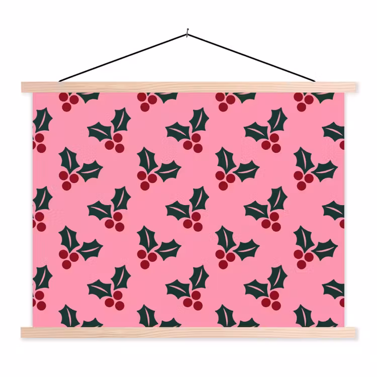 Schoolplaat - Roze - Kerst - Hulst — 1