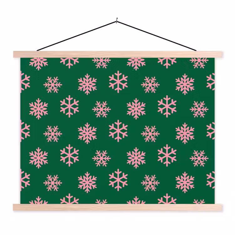 Schoolplaat - Sneeuwvlok - Groen - Roze - Kerst — 1