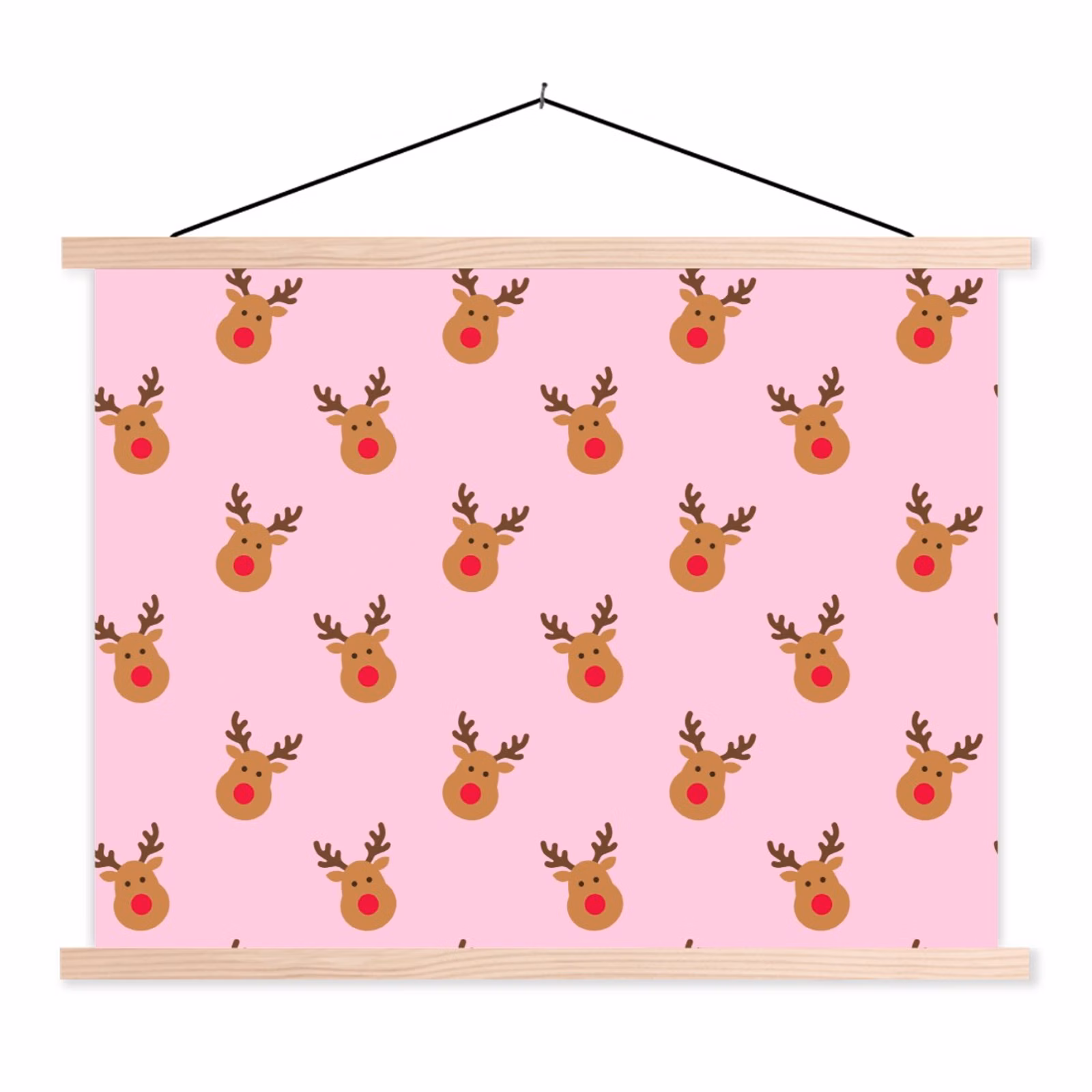 Schoolplaat - Rendieren - Kerst - Roze - Rood — 1