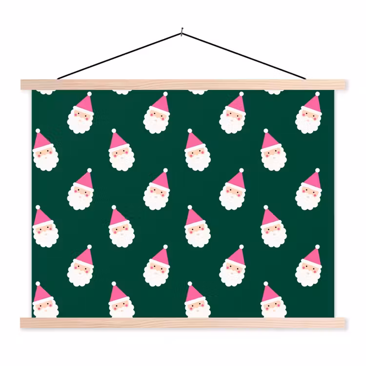 Schoolplaat - Kerstman - Kerst - Groen - Roze — 1