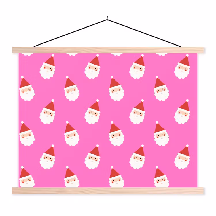 Schoolplaat - Kerstman - Kerst - Roze - Rood — 1