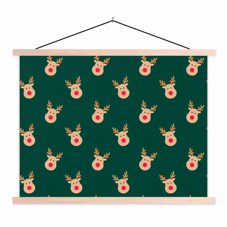 Schoolplaat - Rendieren - Kerst - Groen — 1